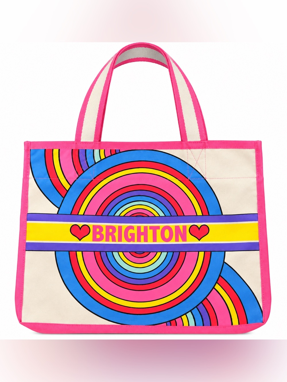 Brighton Multicolor Heart 'Love' Canvas Tote - Pink Trim